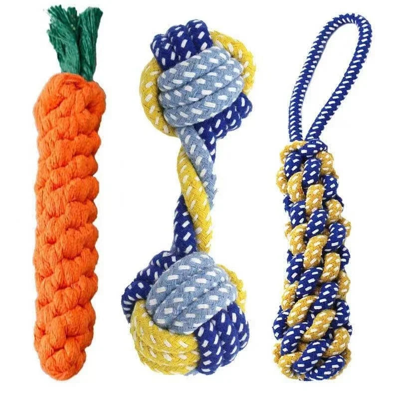 Braided Cotton Rope Dog Chew Toy (carrot & knot styles)