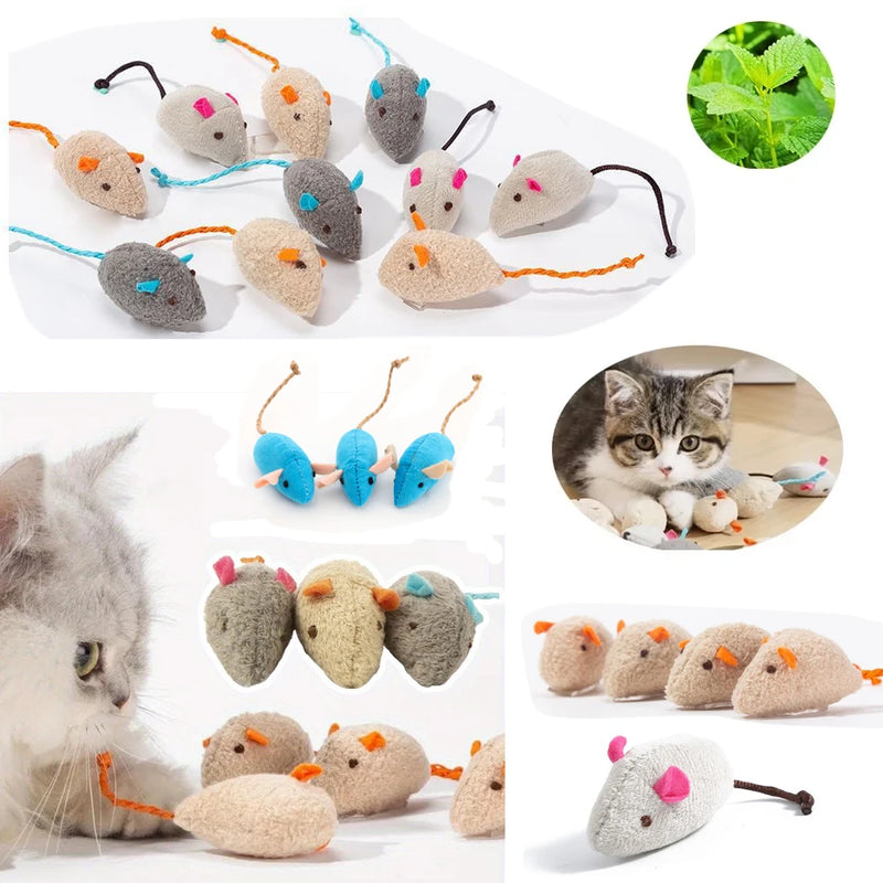 Rattle Faux-Fur Cat Mice with Catnip (24 or 50 pack)