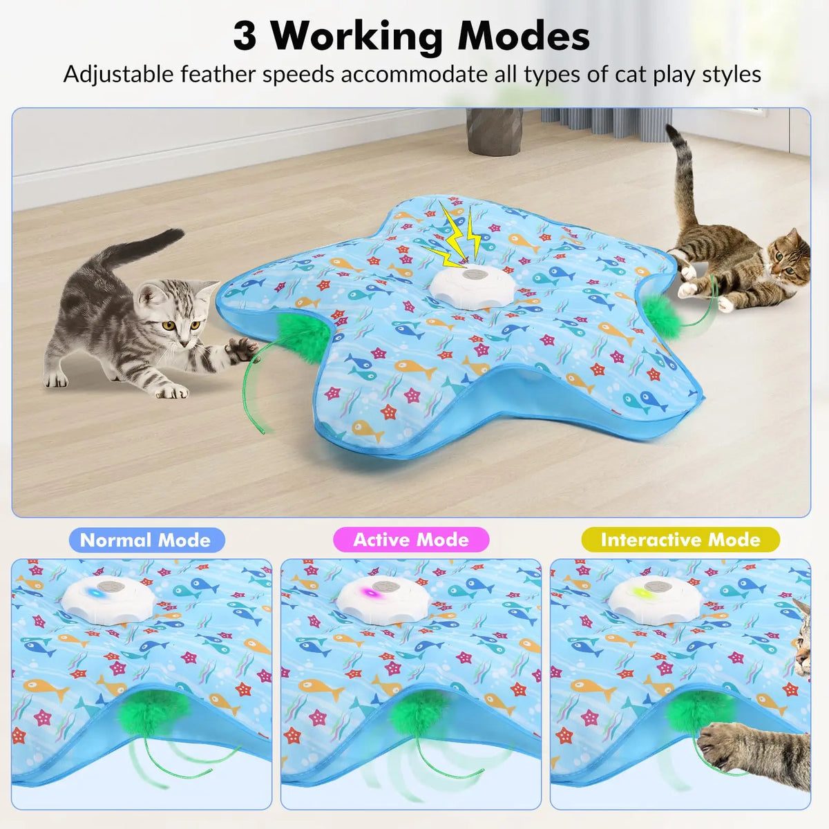 Interactive Hide-and-Seek Cat Mat (motorized feather)
