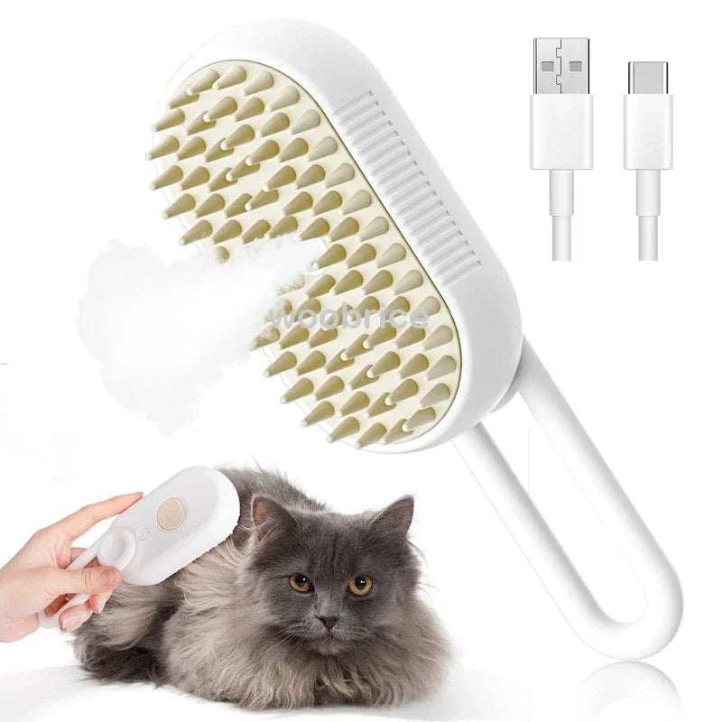 3-in-1 Cat Mist Grooming Brush (self-cleaning, rechargeable)