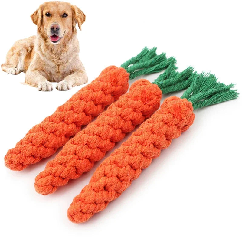 Braided Cotton Rope Dog Chew Toy (carrot & knot styles)