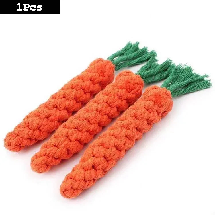 Braided Cotton Rope Dog Chew Toy (carrot & knot styles)