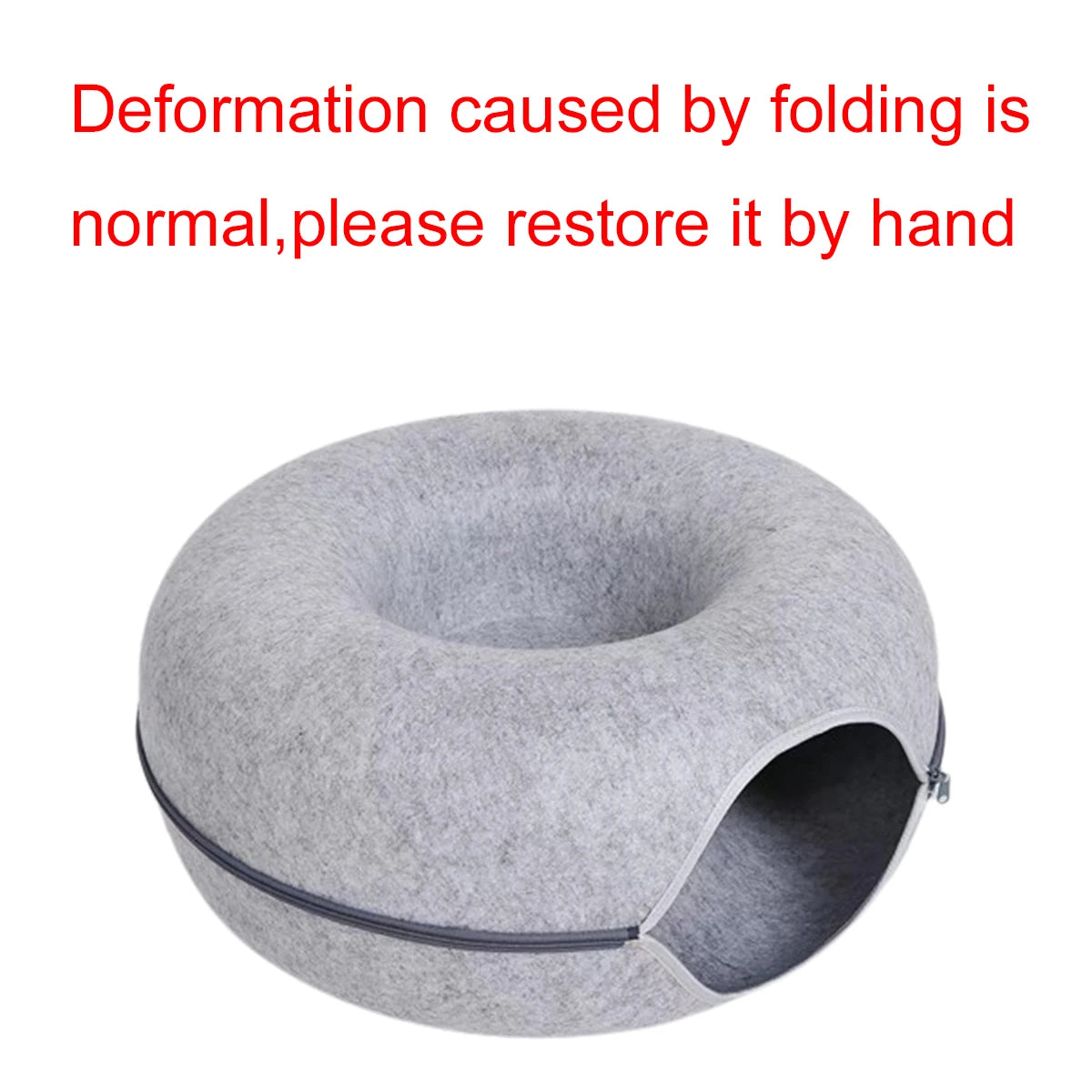 Felt Donut Cat Tunnel Bed (50 cm, zip-apart)