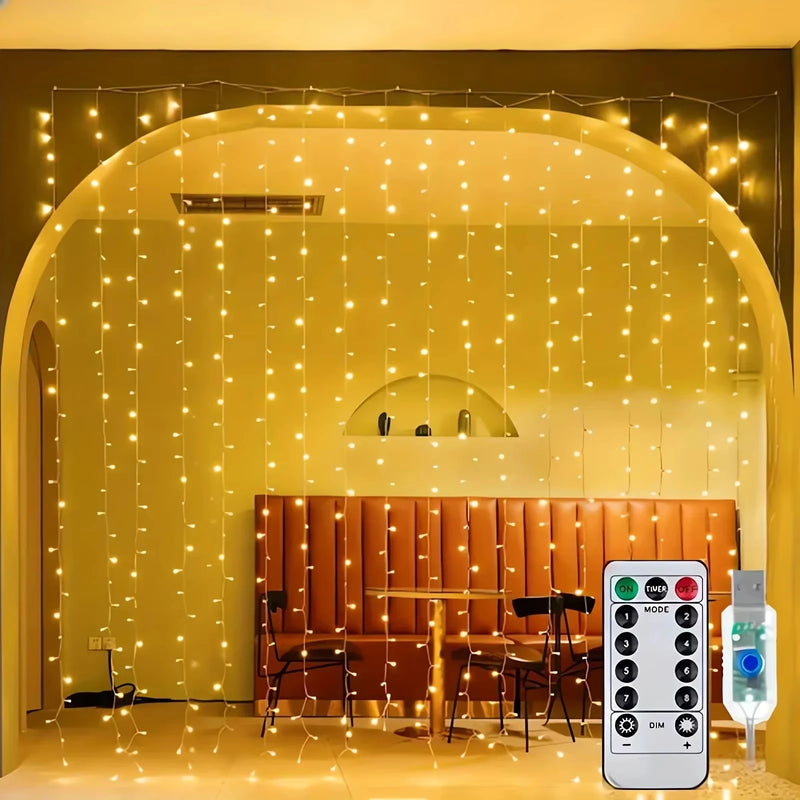 USB LED Curtain Fairy Lights with Remote (3 m wide)