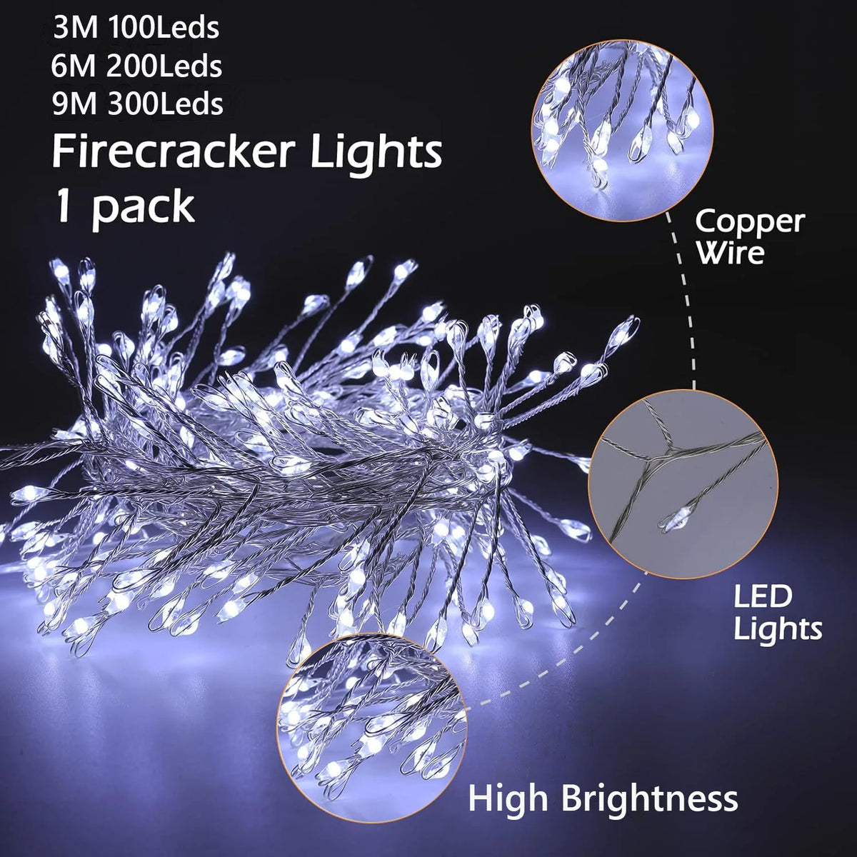 Firecracker LED String Lights with Remote (USB)