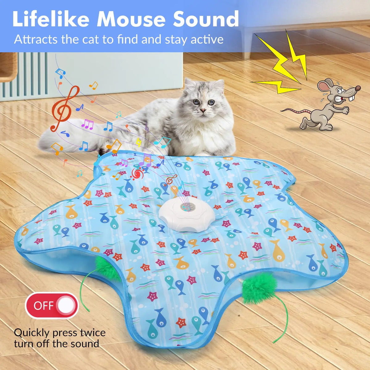 Interactive Hide-and-Seek Cat Mat (motorized feather)