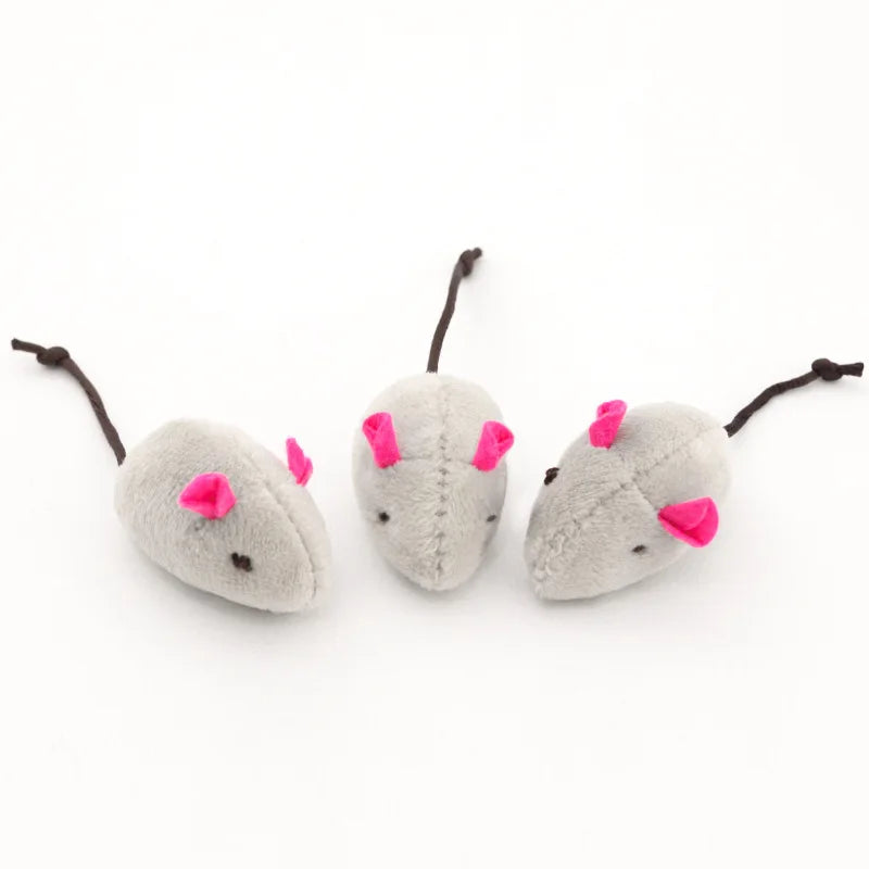 Rattle Faux-Fur Cat Mice with Catnip (24 or 50 pack)