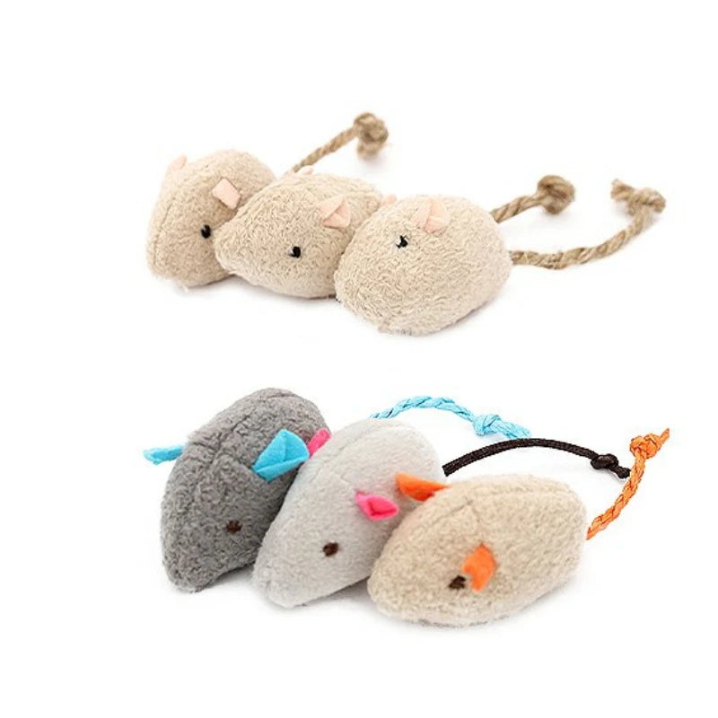 Rattle Faux-Fur Cat Mice with Catnip (24 or 50 pack)