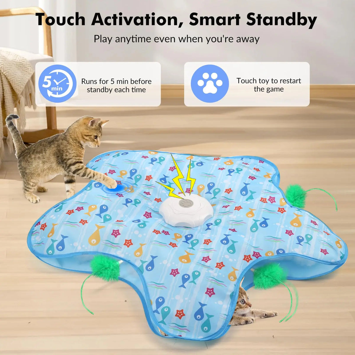 Interactive Hide-and-Seek Cat Mat (motorized feather)